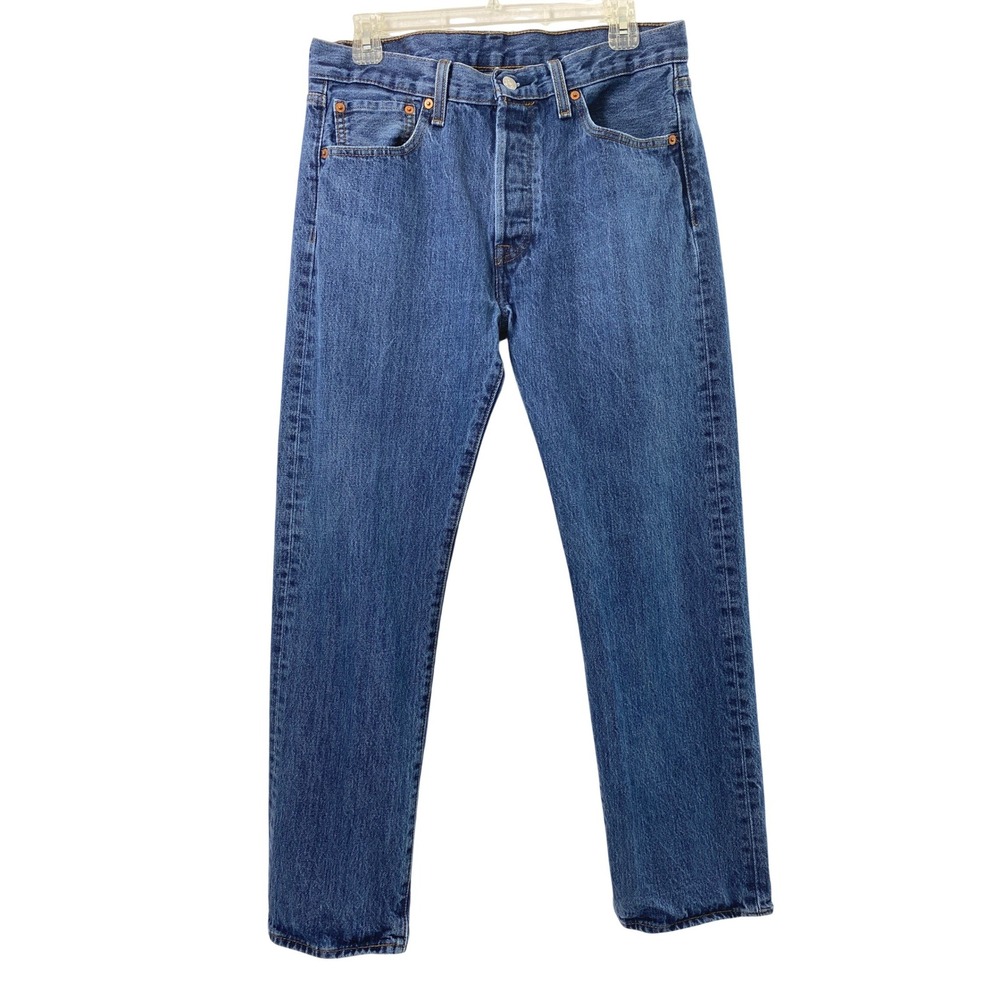 Levis 501 Straight Leg Jeans Mens 31 x 28.5 Button Fly Medium Wash Denim Pants